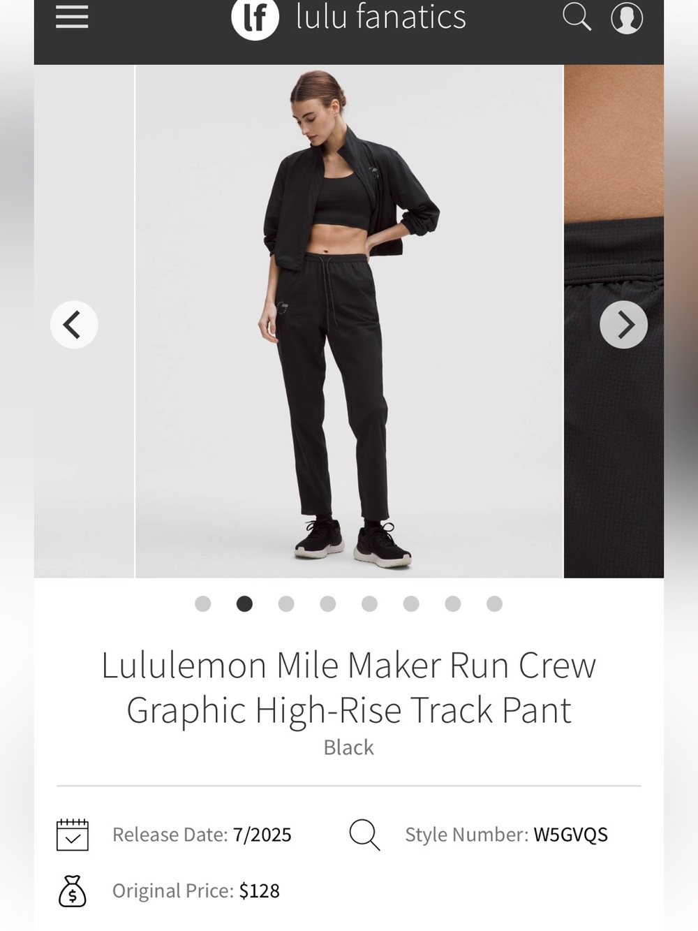 Lululemon Run Crew track pants black size S NWT